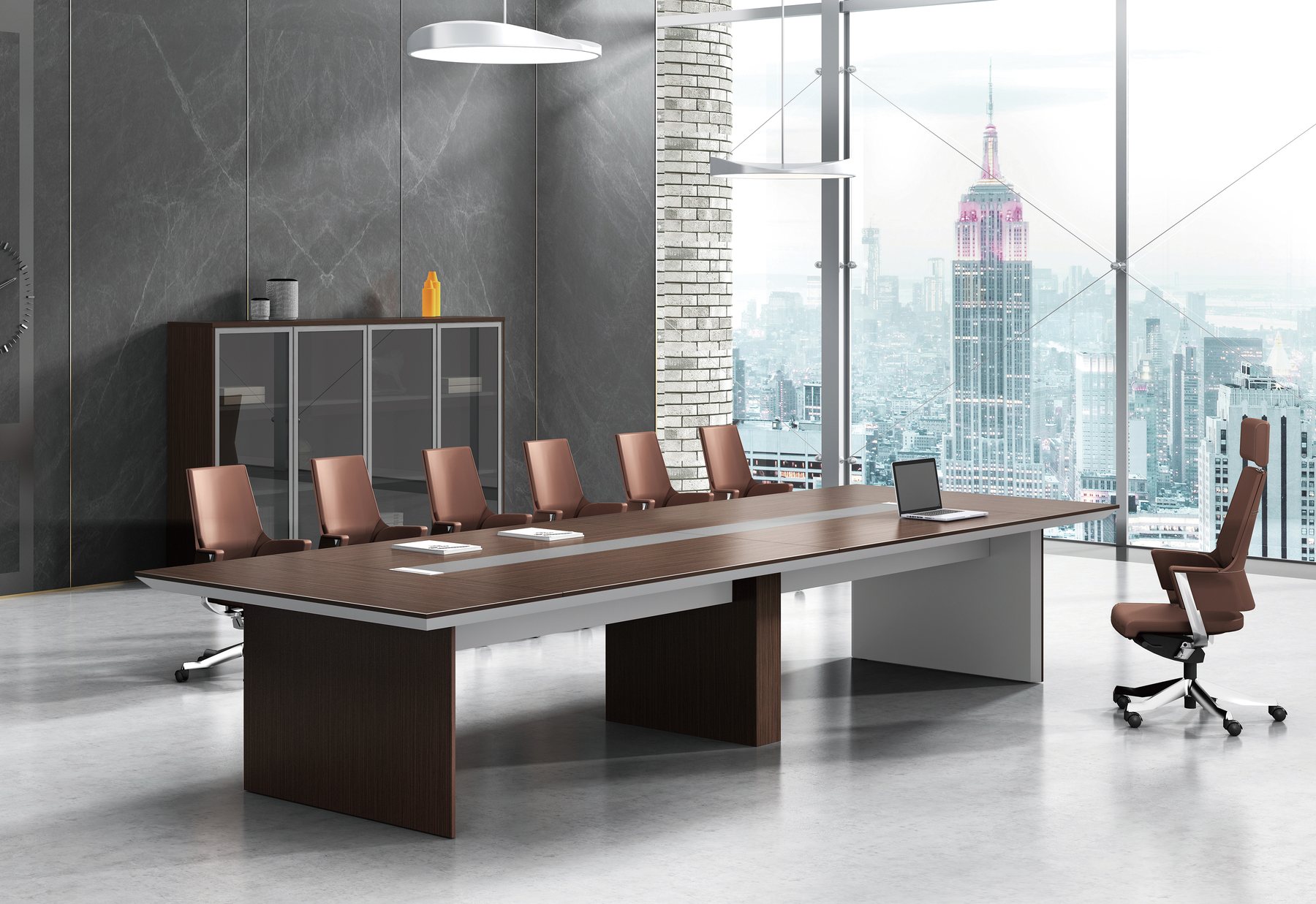 Bright conference room with a long meeting table